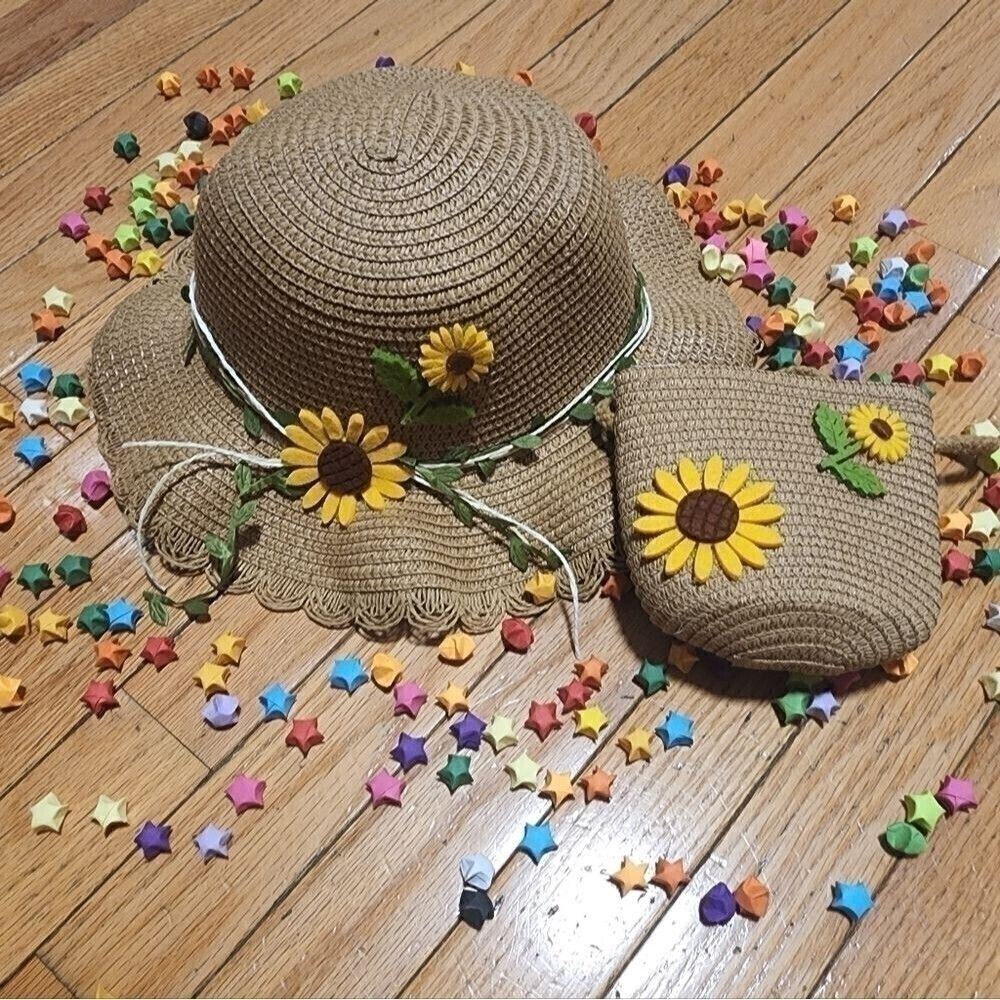 Toddler Girls Sunflower Sun Hat and Hand Bag Set